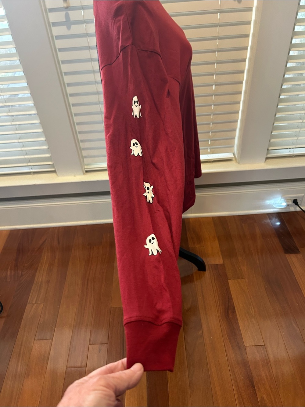 Simply Southern "Hey Pumpkin" Long Sleeve T-Shirt in a carmine maroon color - Picture 4 of 9